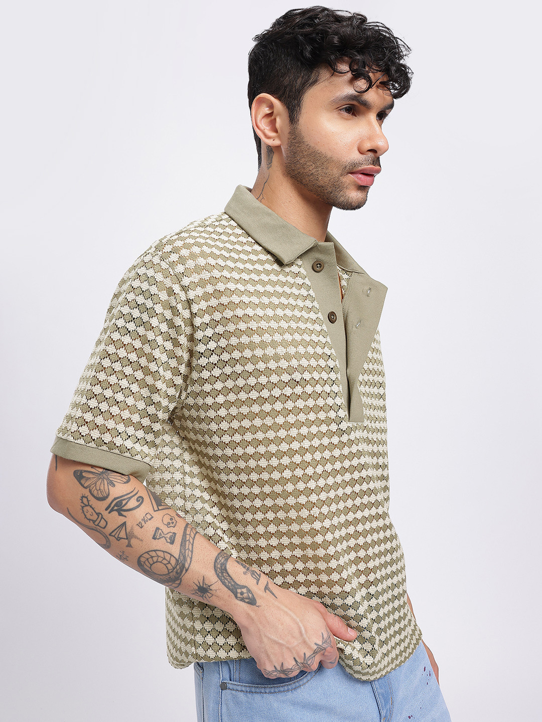 glitchez Knit Semi-Sheer Relaxed T-shirt