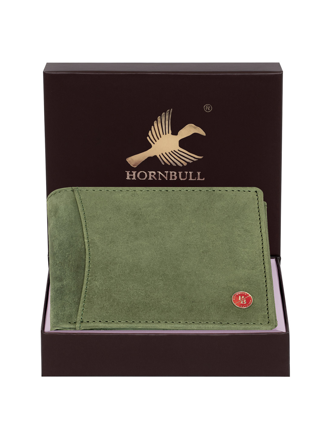 Hornbull Themes Green RFID Protected Genuine Leather Two Fold Wallet