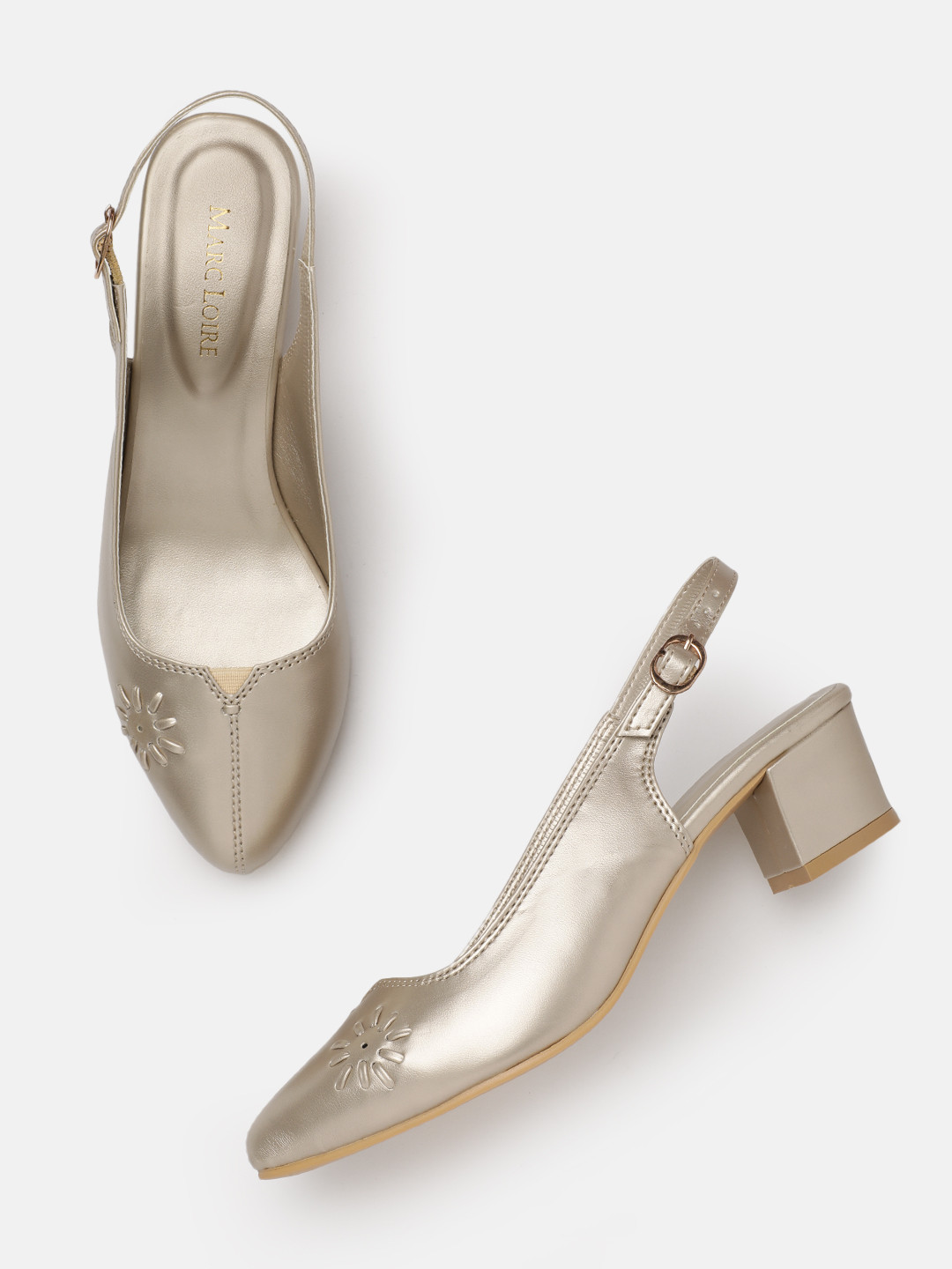 Marc Loire Solid Block Pumps with Floral Detail
