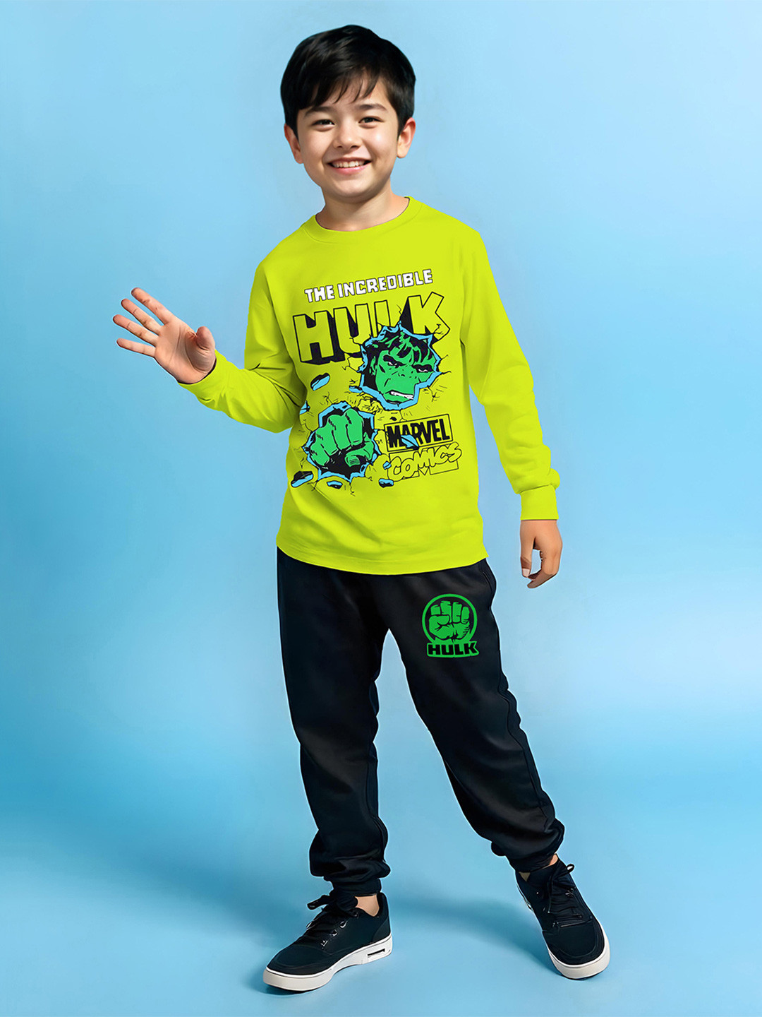 YK Marvel Boys Printed Long Sleeves Tshirt with Trousers