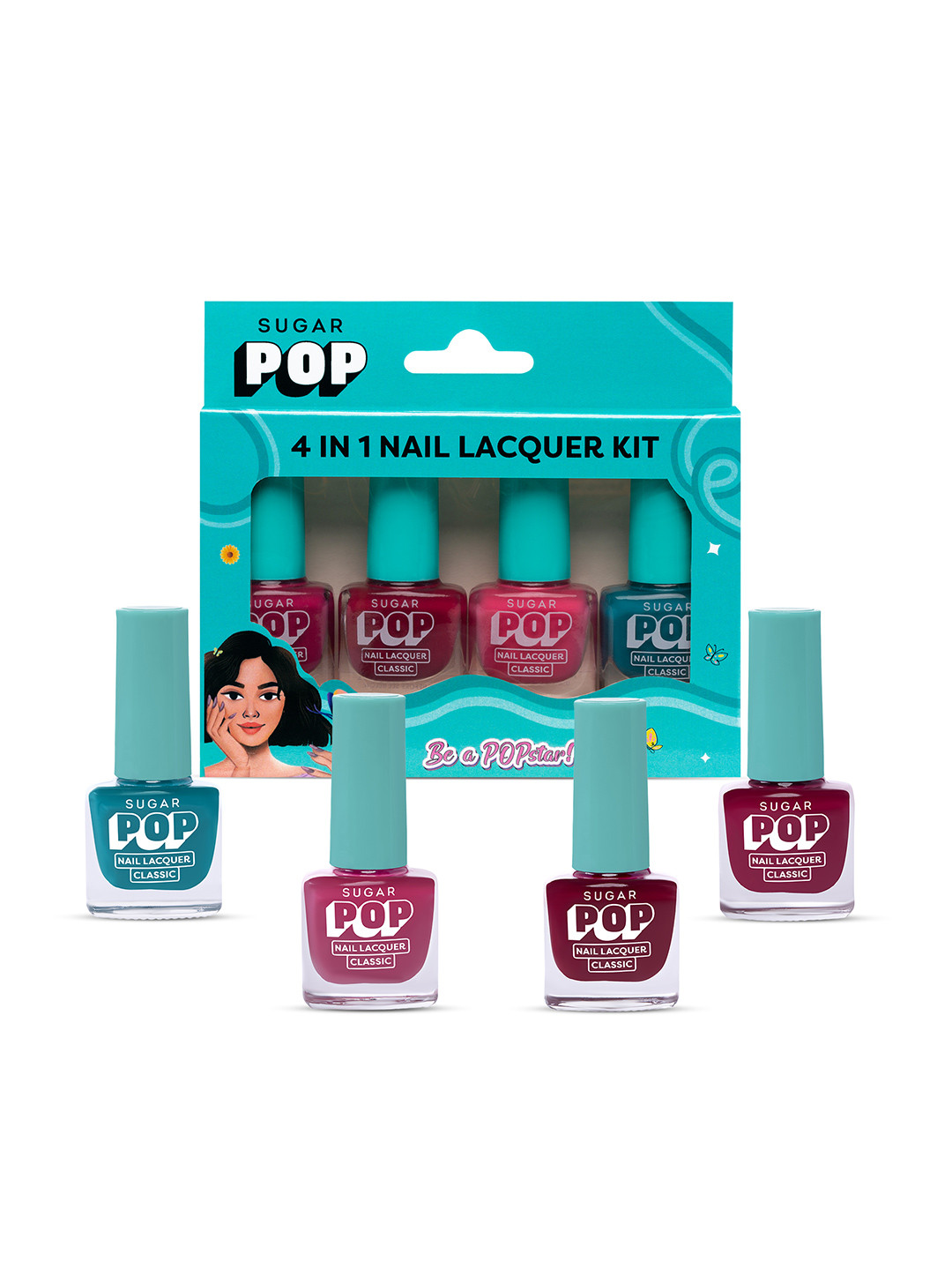SUGAR POP Be A Popstar 4 In 1 Nail Lacquer Kit 5ml Each - Radiant Rainbow 03