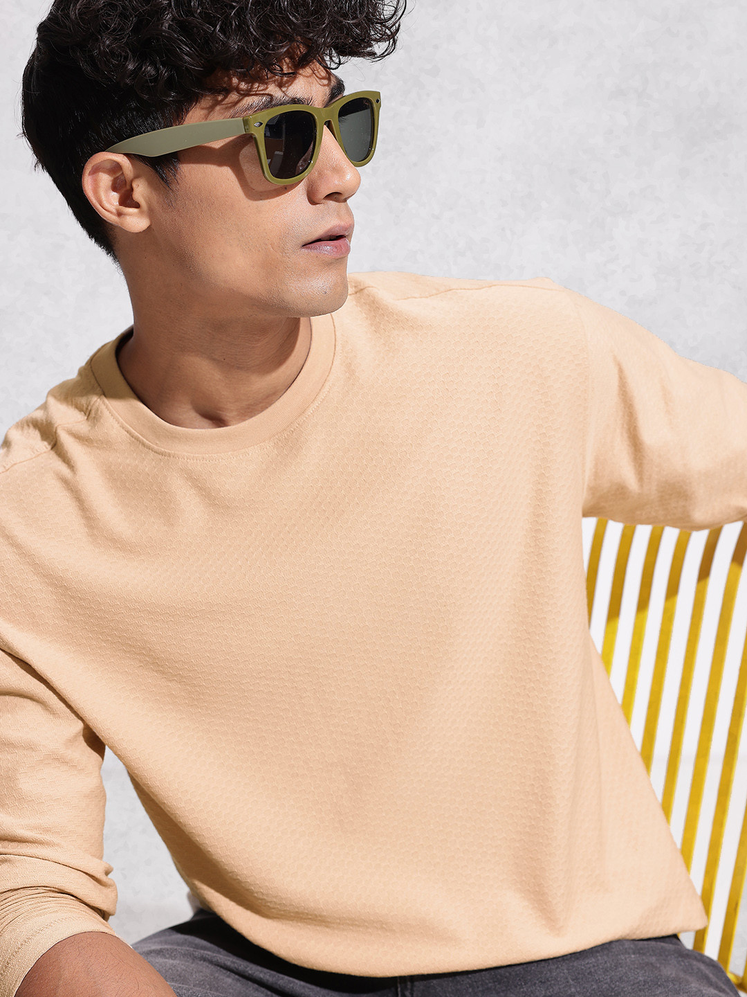 WROGN Self Designed Drop-Shoulder Sleeves Relaxed Fit T-shirt
