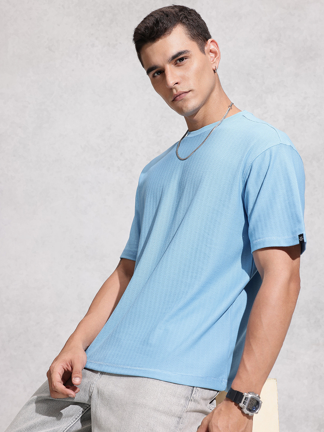 WROGN Self Designed Drop-Shoulder Sleeves Oversized T-shirt