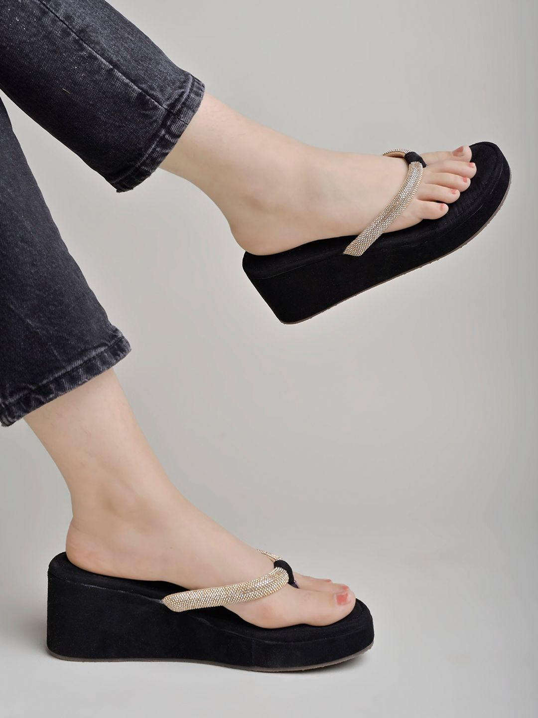 Stylestry Suede Women Open Toe Wedge Sandals with Buckles