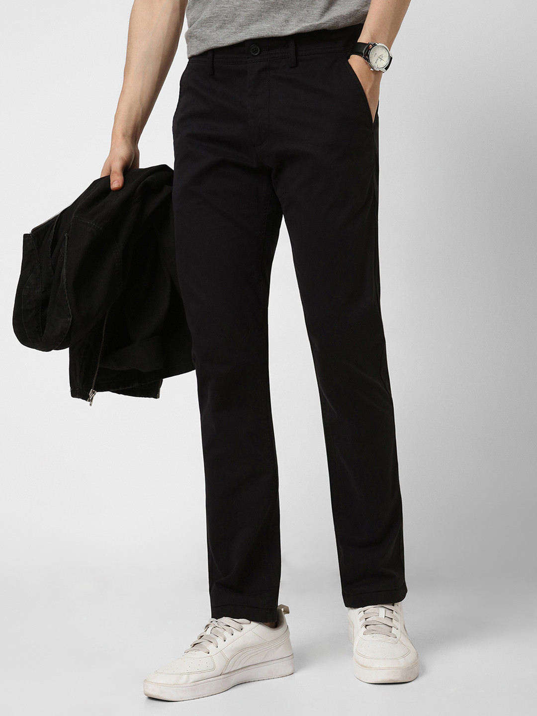 Peter England Casuals Men Straight Fit Mid-Rise Trousers