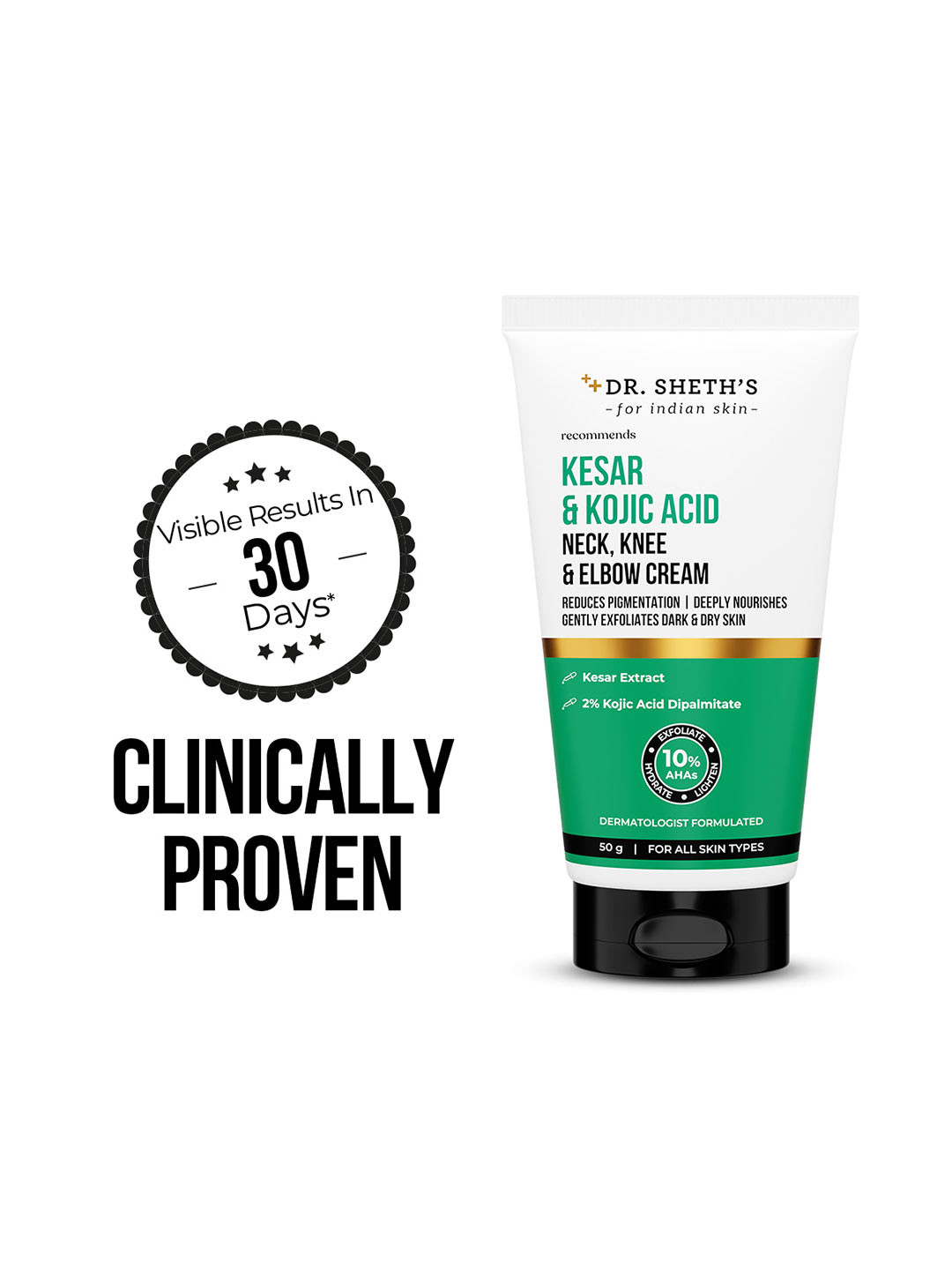 DR. SHETHS Kesar & Kojic Acid Neck, Knee & Elbow Cream For Pigmentation - 50 g