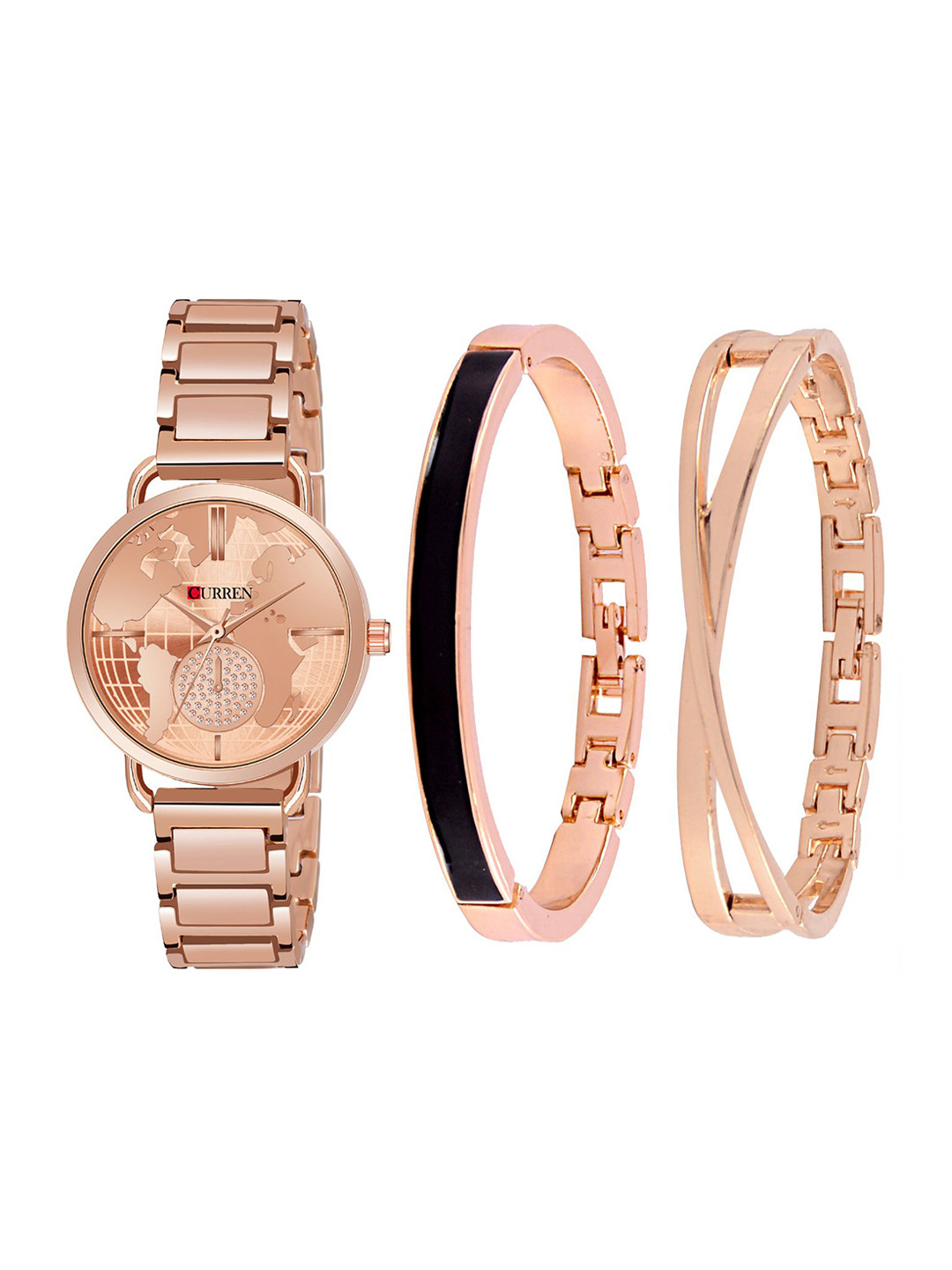 Curren Women Embellished Analogue Watch 3853-RSRM+JW-12&13