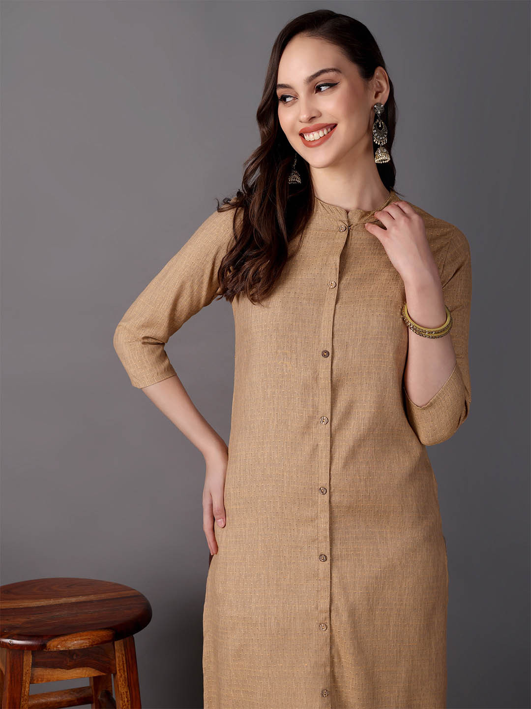 Chandbaali Mandarin Collar Regular Straight Kurta