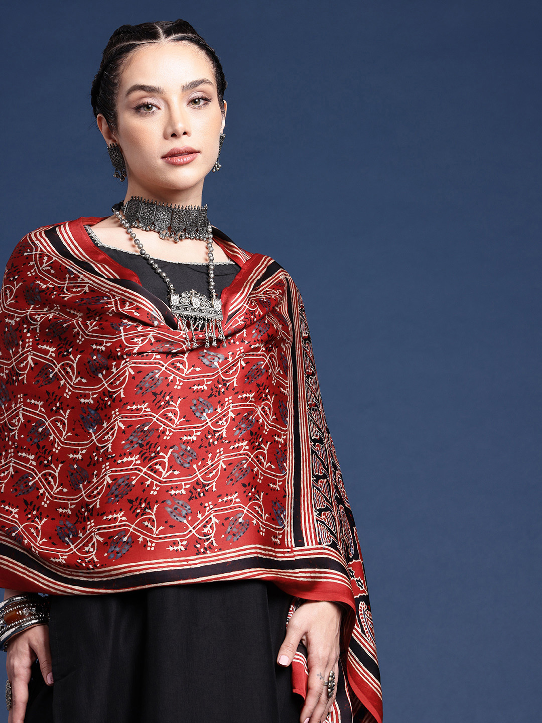 Taavi Women Ethnic Motifs Printed Block Print Legacy Stole
