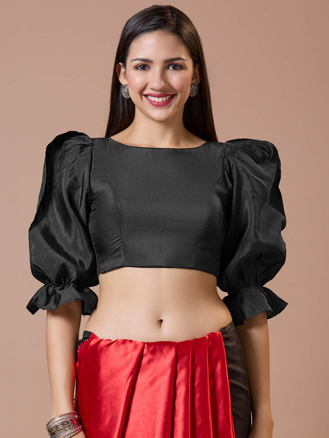 SALWAR STUDIO Silk Boat Neck Saree Blouse