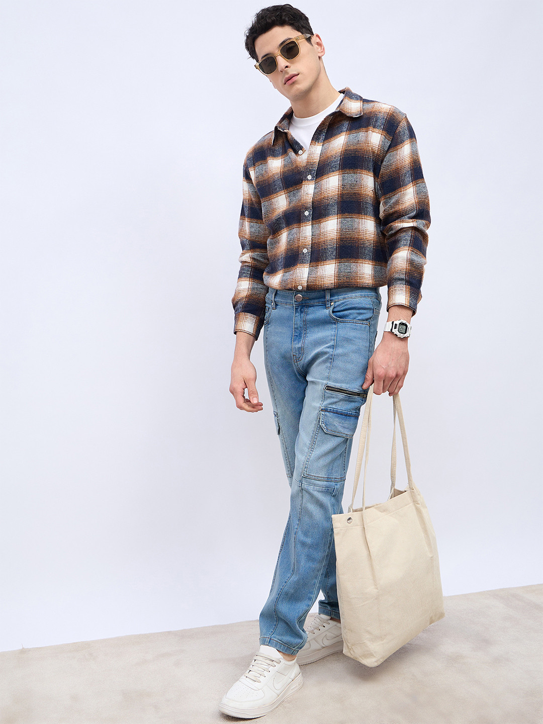 Styli Men Campfire Brushed Flannel Checkered Oversized Fit Shirt