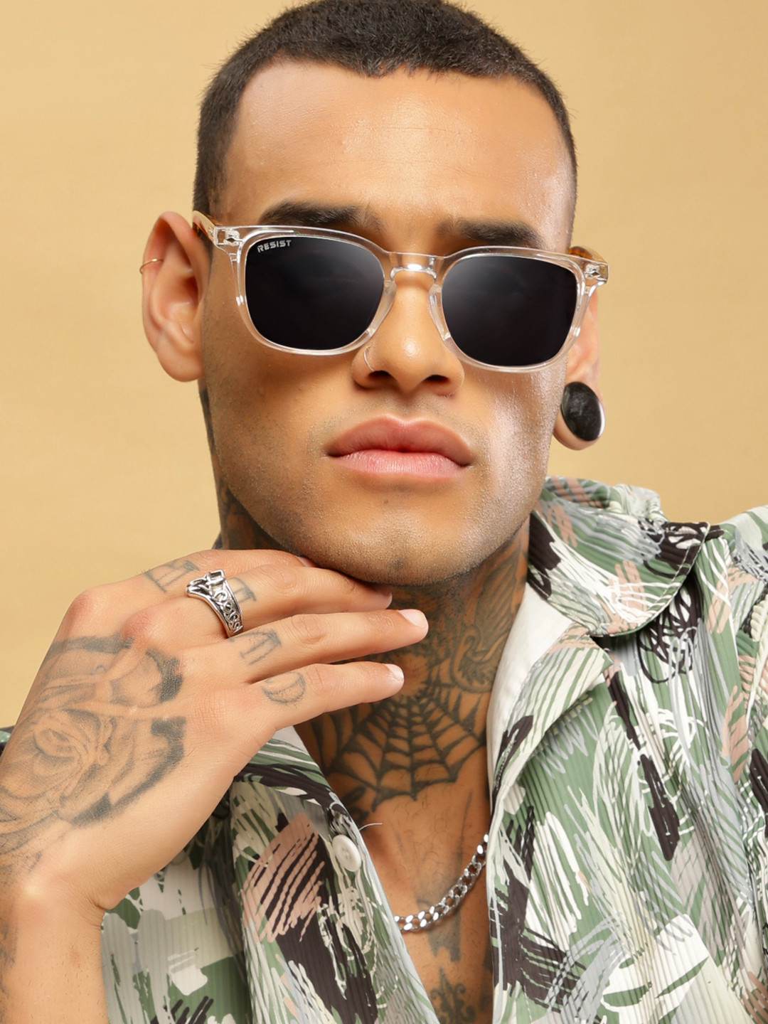 RESIST EYEWEAR Unisex Wayfarer Sunglasses with UV Protected Lens-ZYAN WHITE TIGER BLACK 1