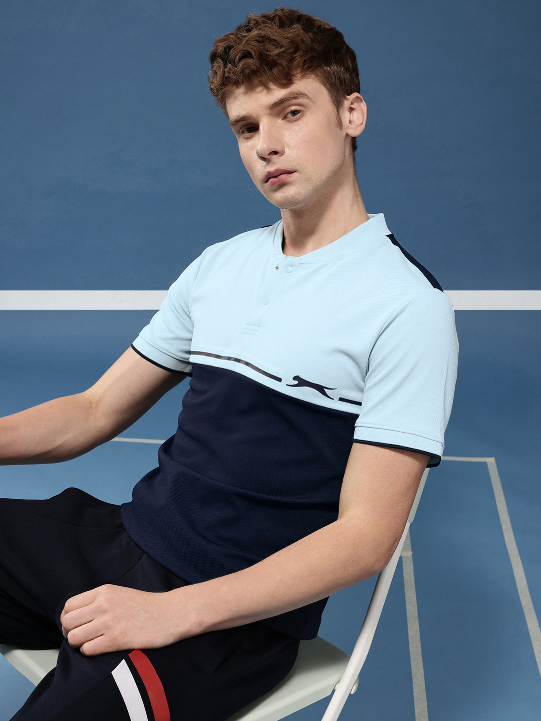 Slazenger Colourblocked Henley Neck Athleisure T-shirt