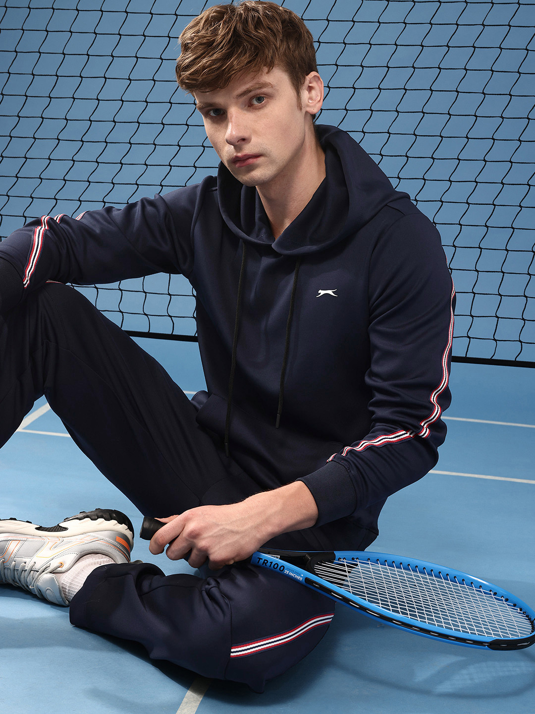 Slazenger Side Taping Hooded Athleisure Sweatshirt with Track Pants