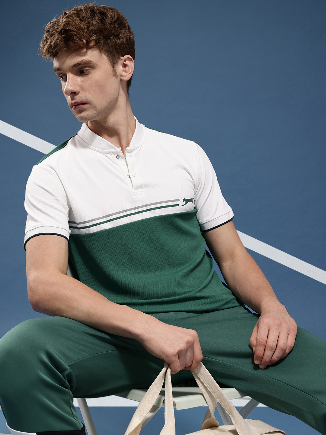 Slazenger Colourblocked Henley Athleisure T-shirt