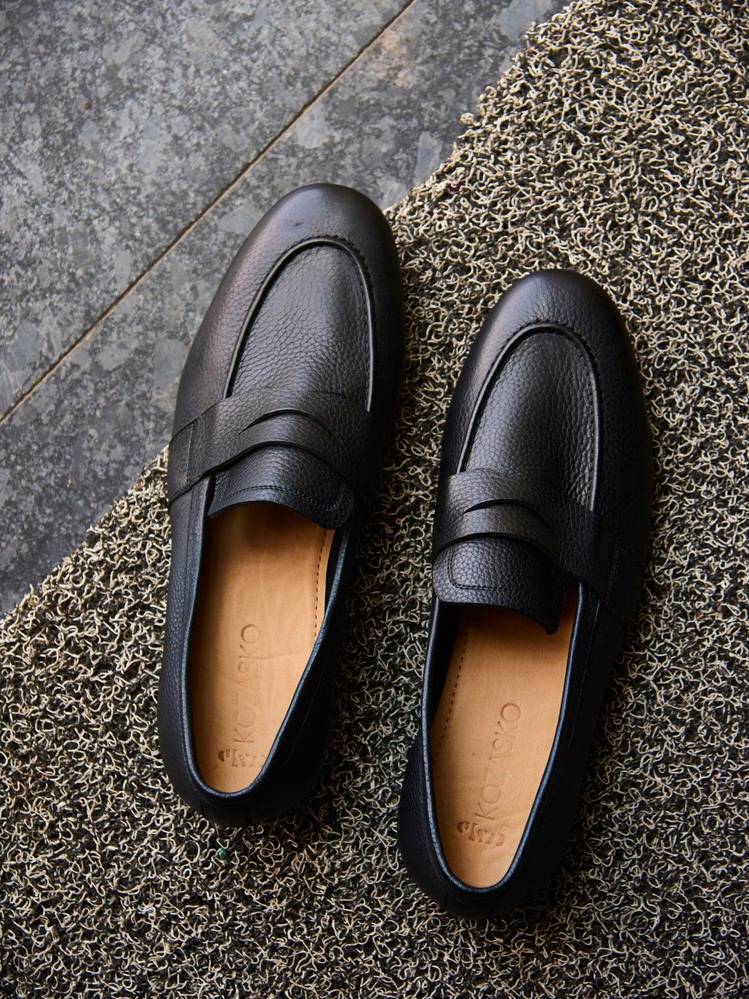 KOZASKO Men Textured Round Toe Formal Penny Loafer