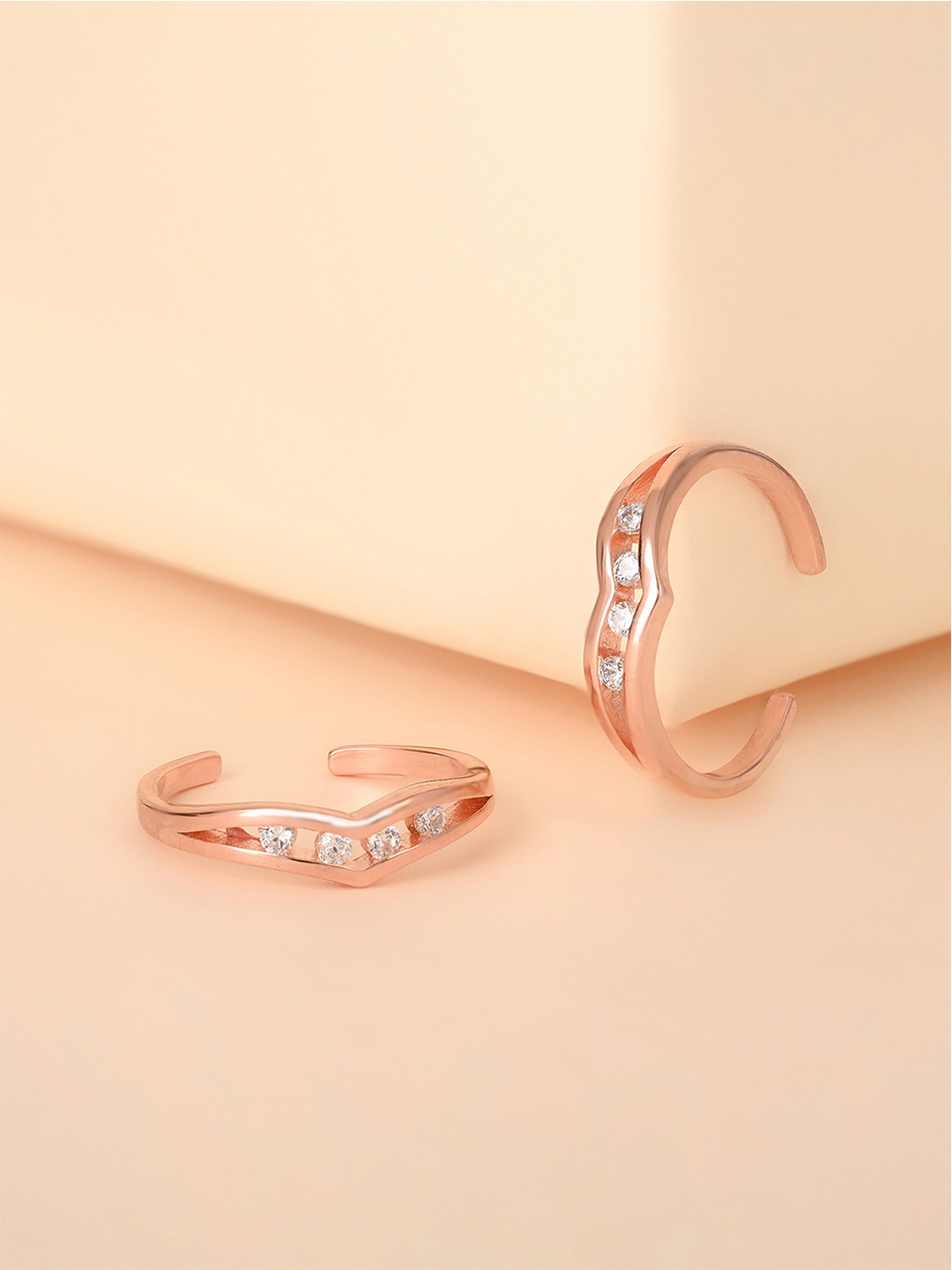 TOUCH925 Pure Silver Rose Gold Plated Toe Rings
