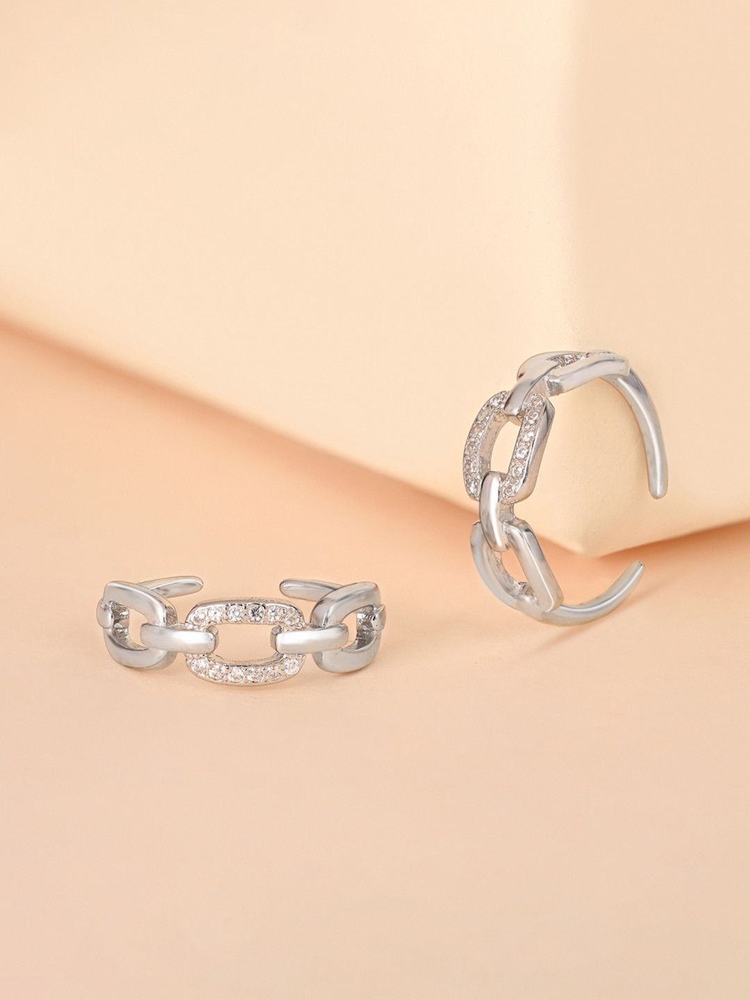 TOUCH925 Pure 925 Silver Stone Interlocking Toe Ring