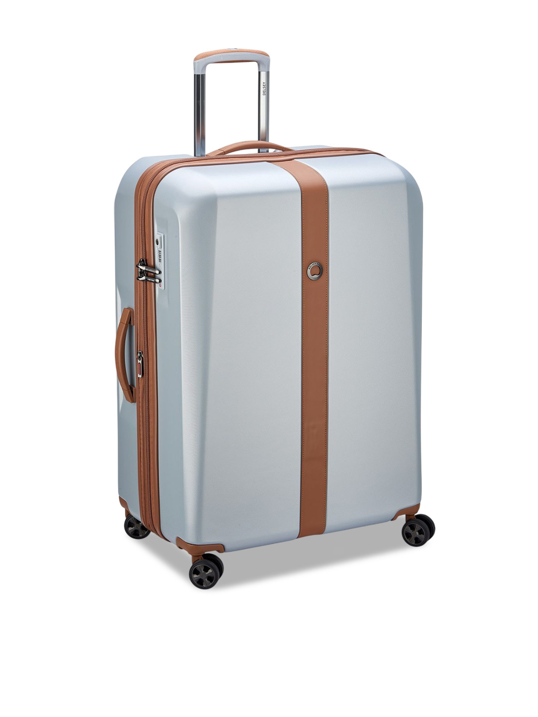 DELSEY PARIS PROMENADE HARD 2.0 Medium Check-in Expandable Suitcase - Hard-Sided Silver Polycarbonate Trolley with TSA Lock