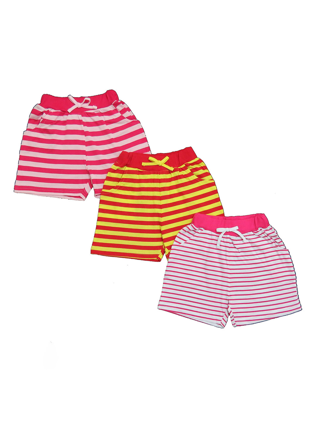 Clothe Funn Girls Pack of 3 Striped Printed High-Rise Hot Pants Shorts