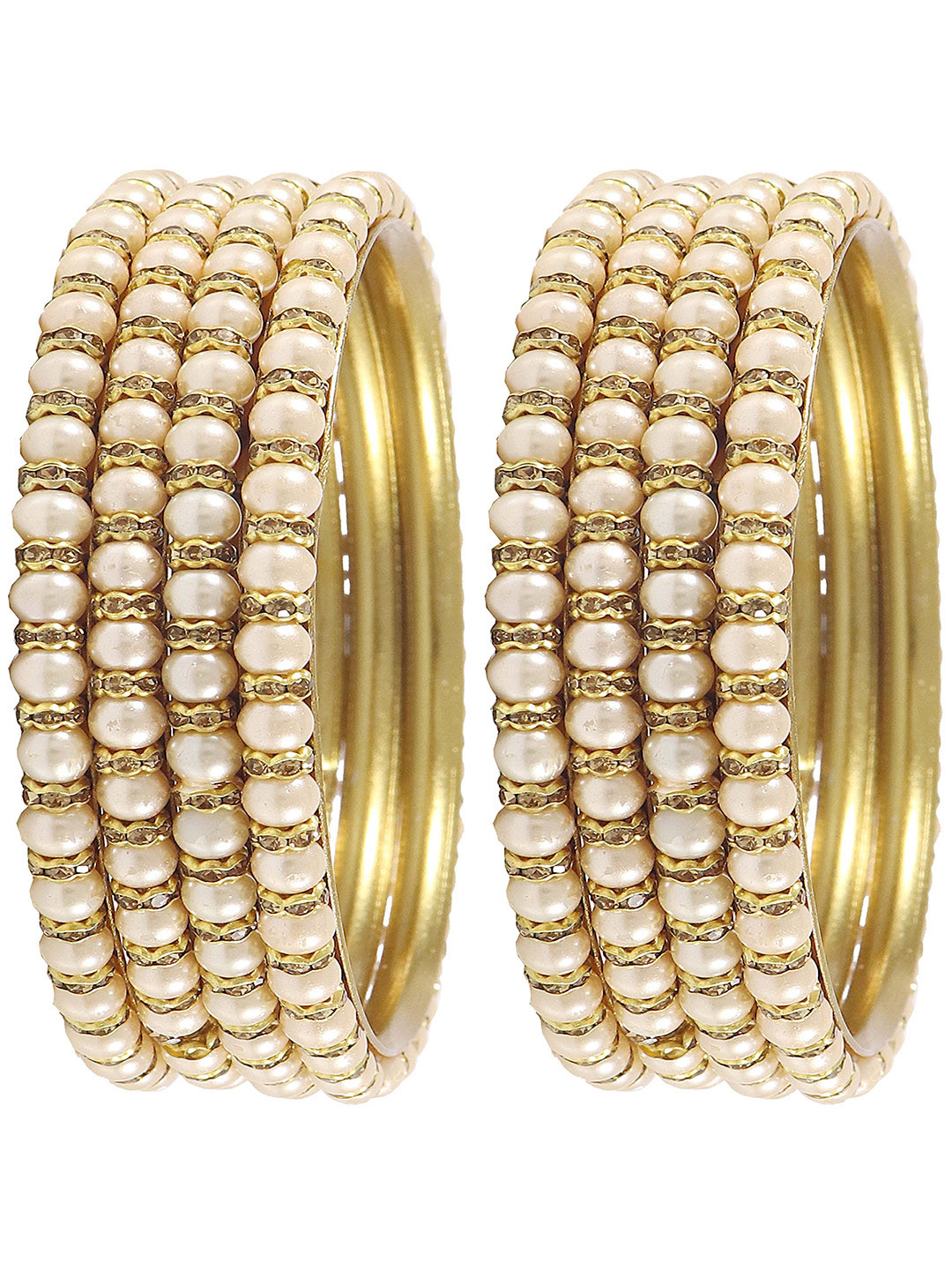 ZULKA Set of 8 Metal Beaded Kada Bangles