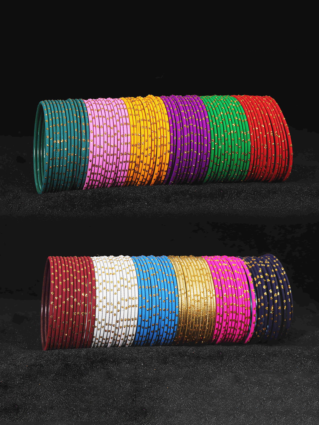 ZULKA Set of 144 Alloy Base Golden Zari Work Latest Plain Bangles