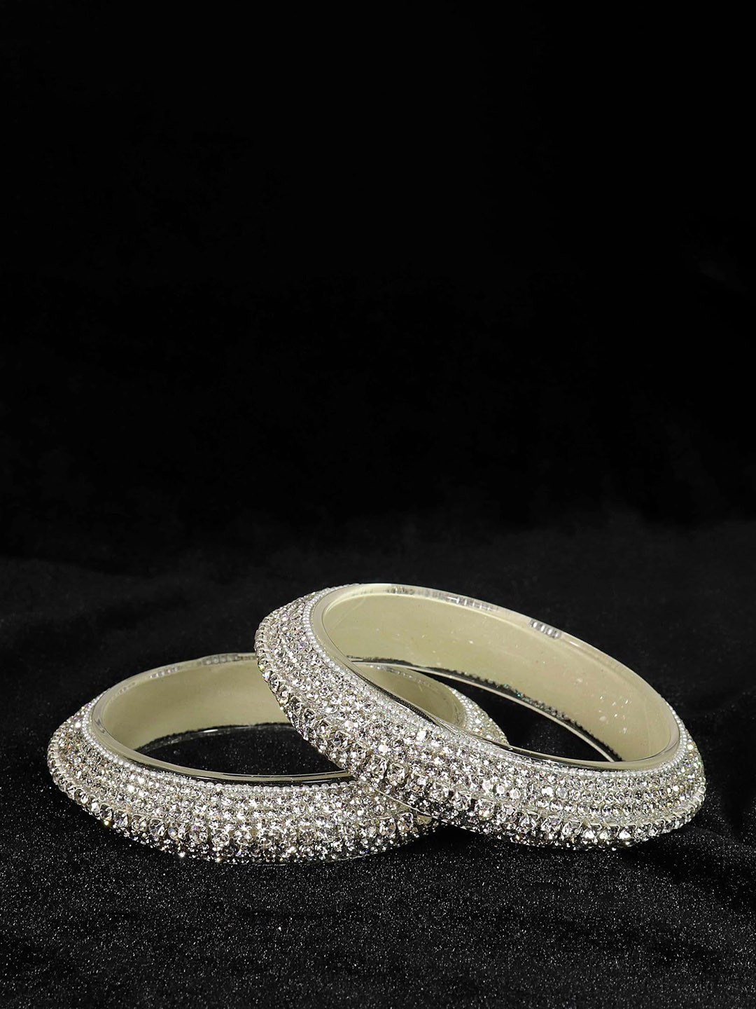 ZULKA Set of 2 Fancy Glass Zircon Gemstone Studded Kada Bangles