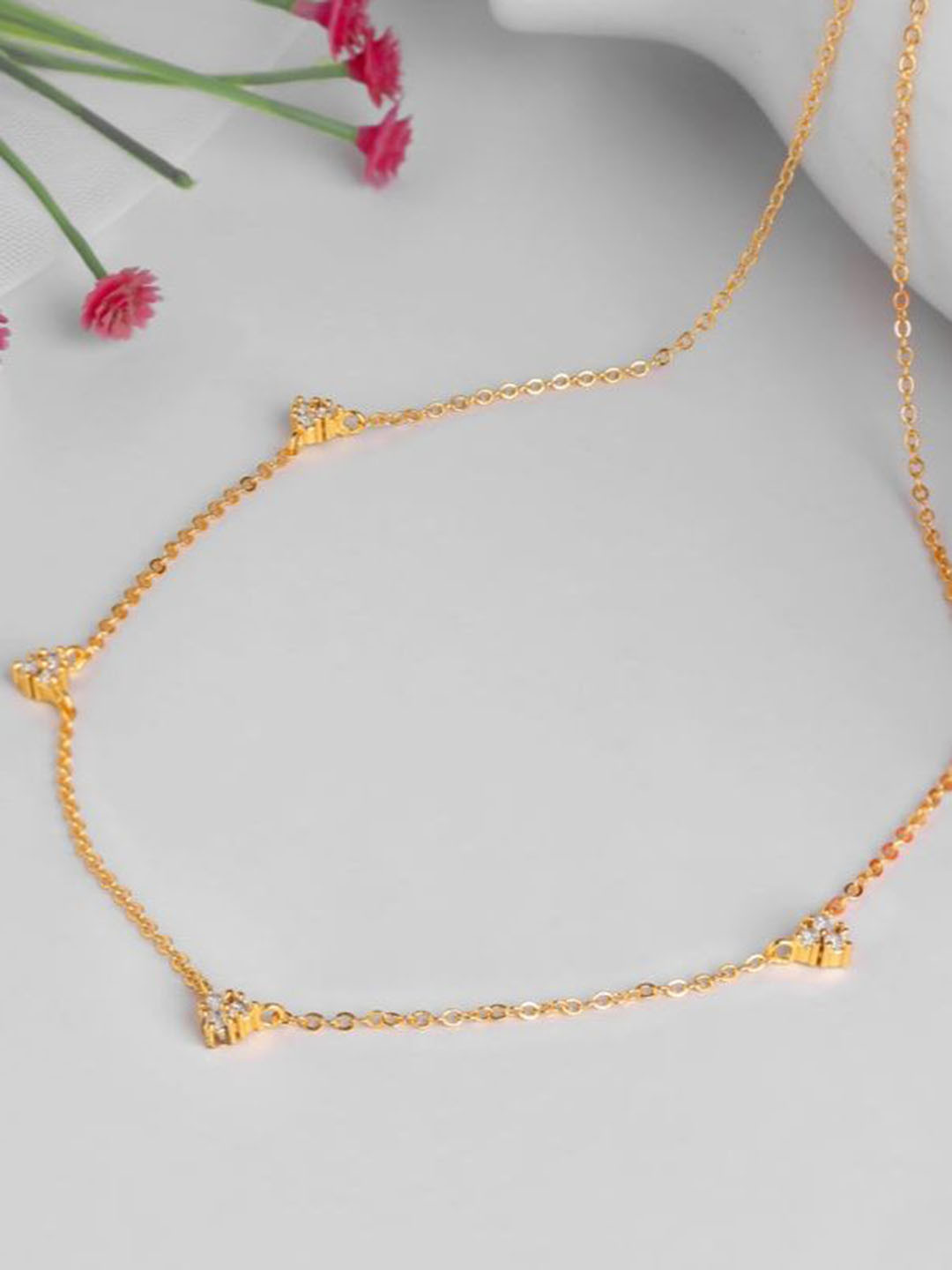 DIATOMS Gold Plated Stones Studded Necklace