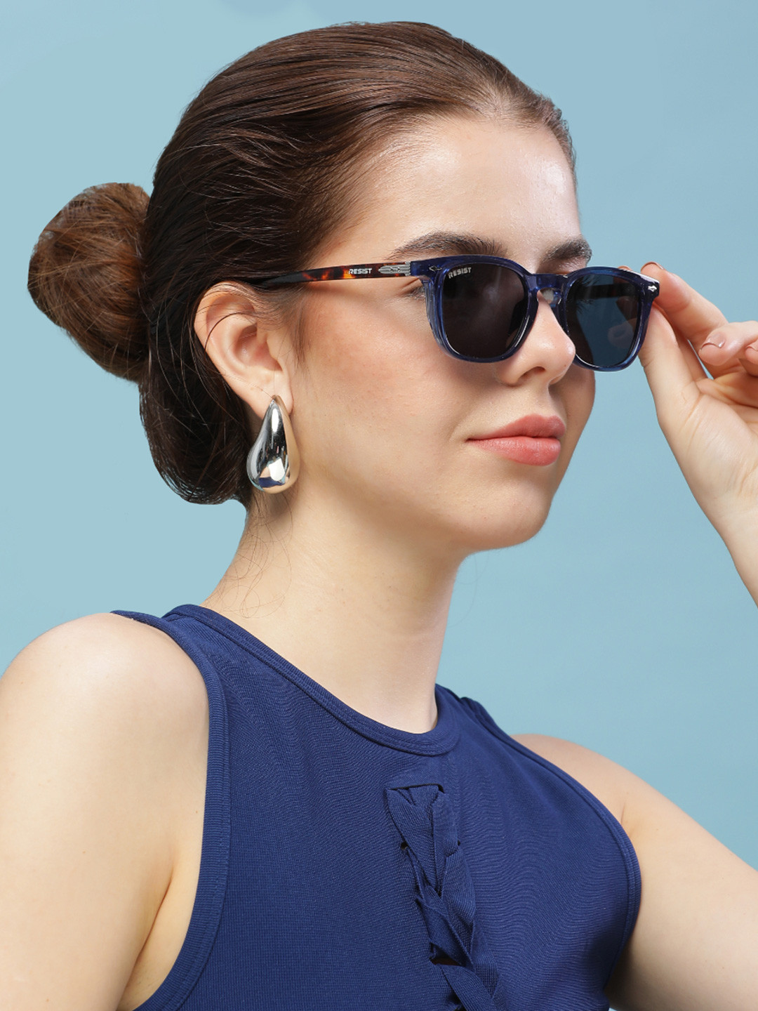 RESIST EYEWEAR Unisex Wayfarer Sunglasses with UV Protected Lens ZYAN BLUE TIGER BLACK 2
