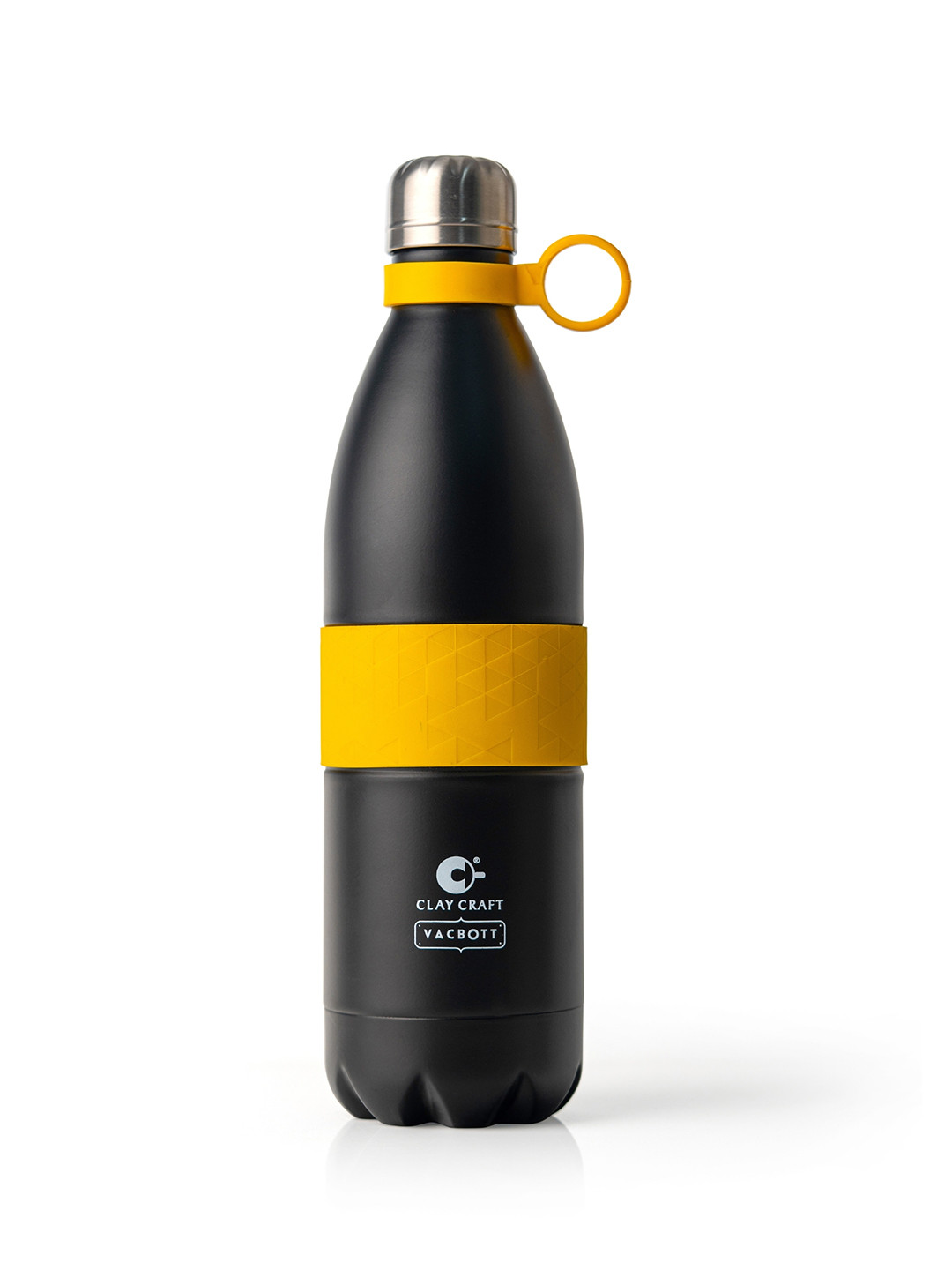 CLAY CRAFT Stark Black & Yellow Stainless Steel Double Wall Vacuum Water Bottle 1L