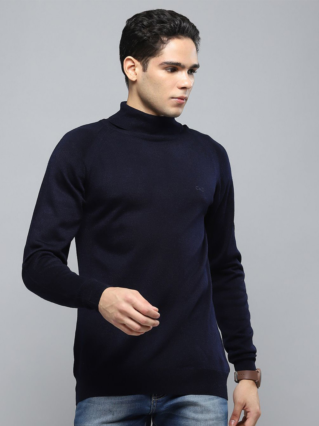 Cloak & Decker Men High Neck Woollen Pullover Sweater