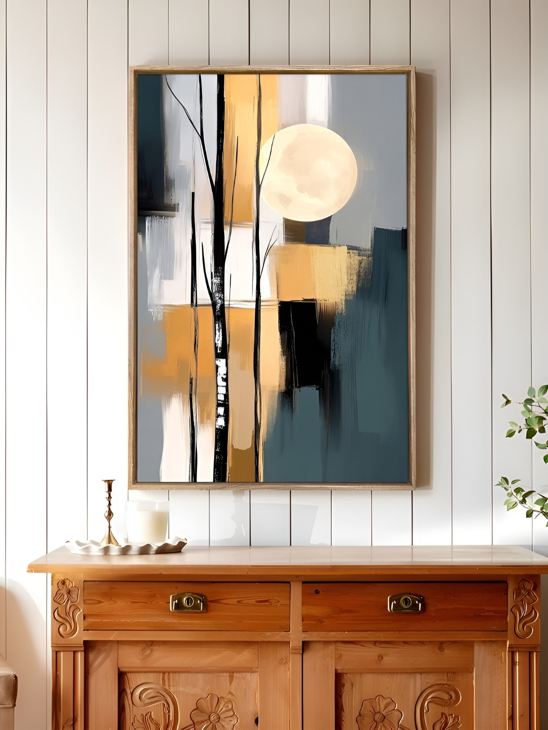 Art Street Green & Blue Abstract Sunshine Canvas Wall Art