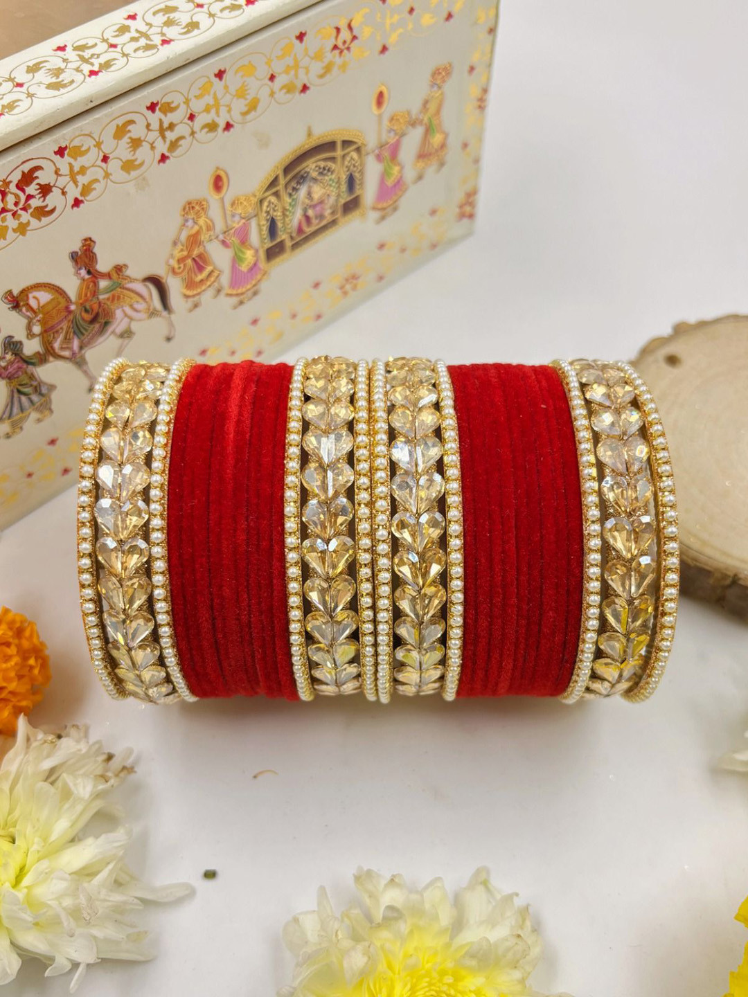 Wedding Chuda by Hitesh Bangles Set Of 30 Stones-Studded & Beaded Bangles