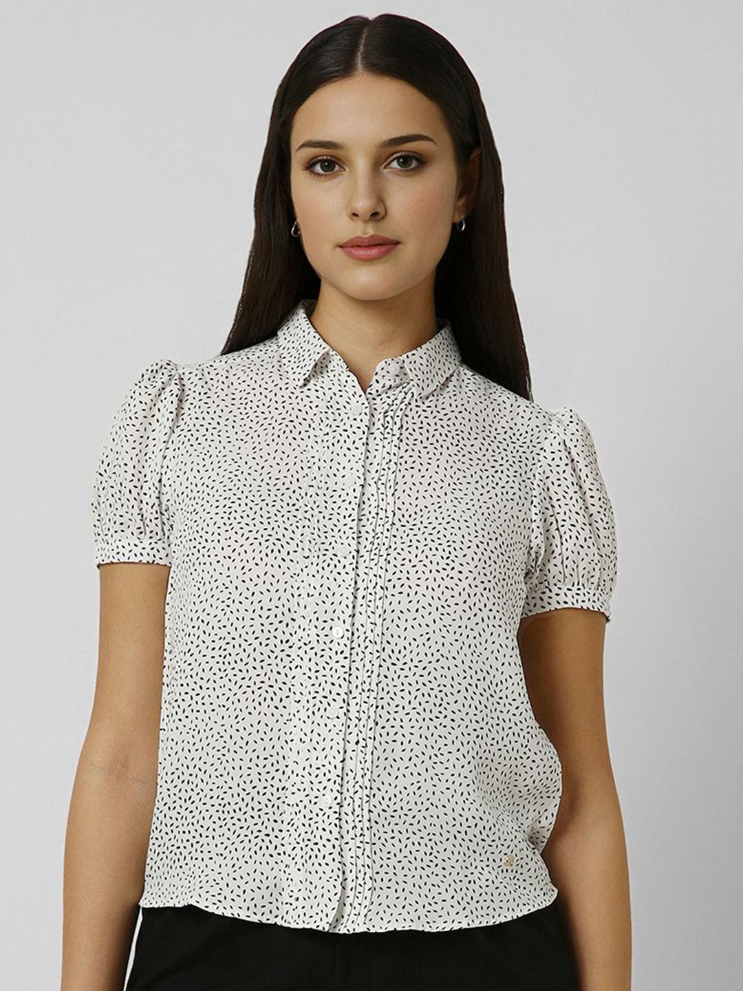 Van Heusen Woman Spread Collar Abstract Printed Formal Shirt