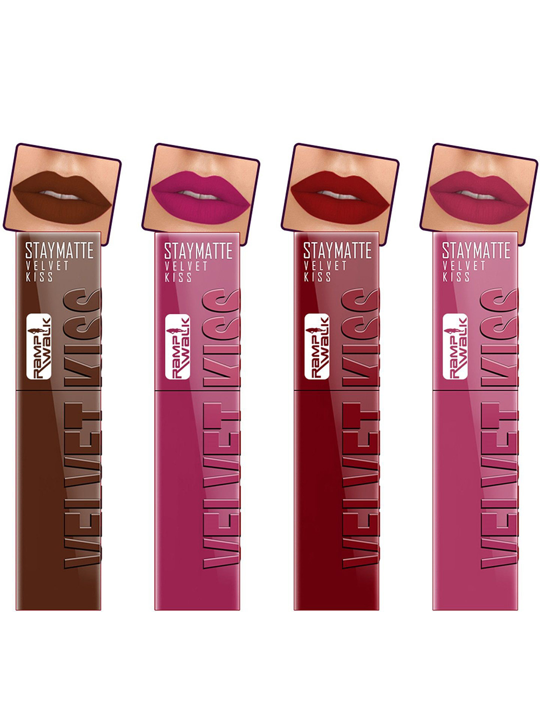 Ramp Walk Velvet Kiss Set Of 4 Matte Liquid Lipstick- 3.5ml Each- Shade - 7 - 8 - 9 - 10