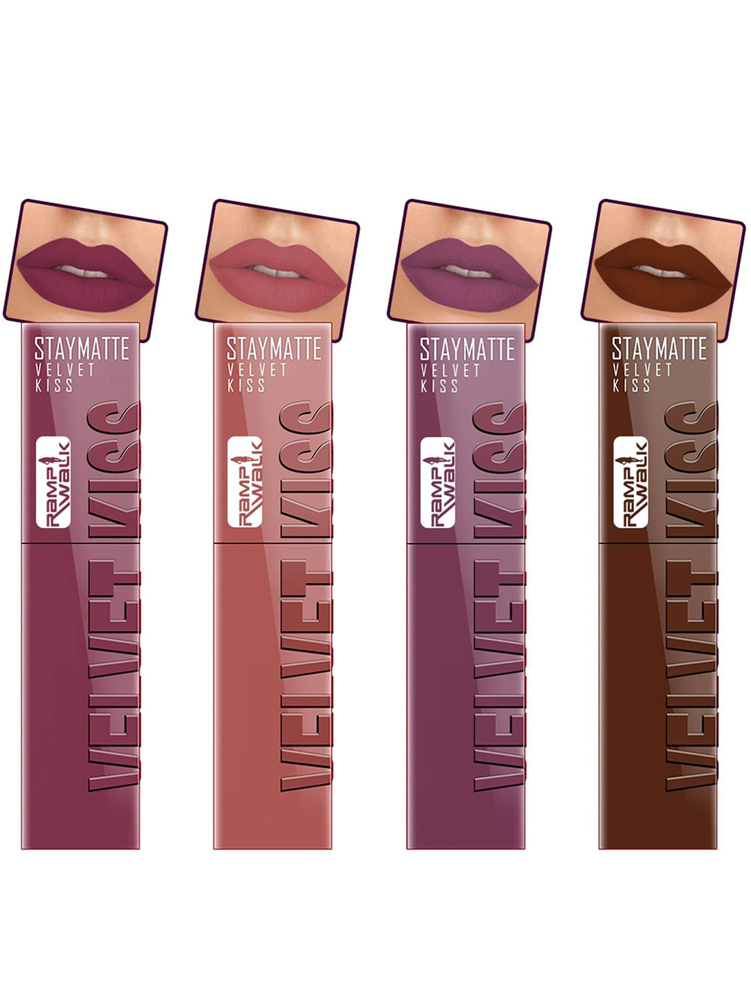 Ramp Walk Velvet Kiss Set Of 4 Matte Liquid Lipstick- 3.5 ml Each- Shade - 5 - 4 - 7 - 6