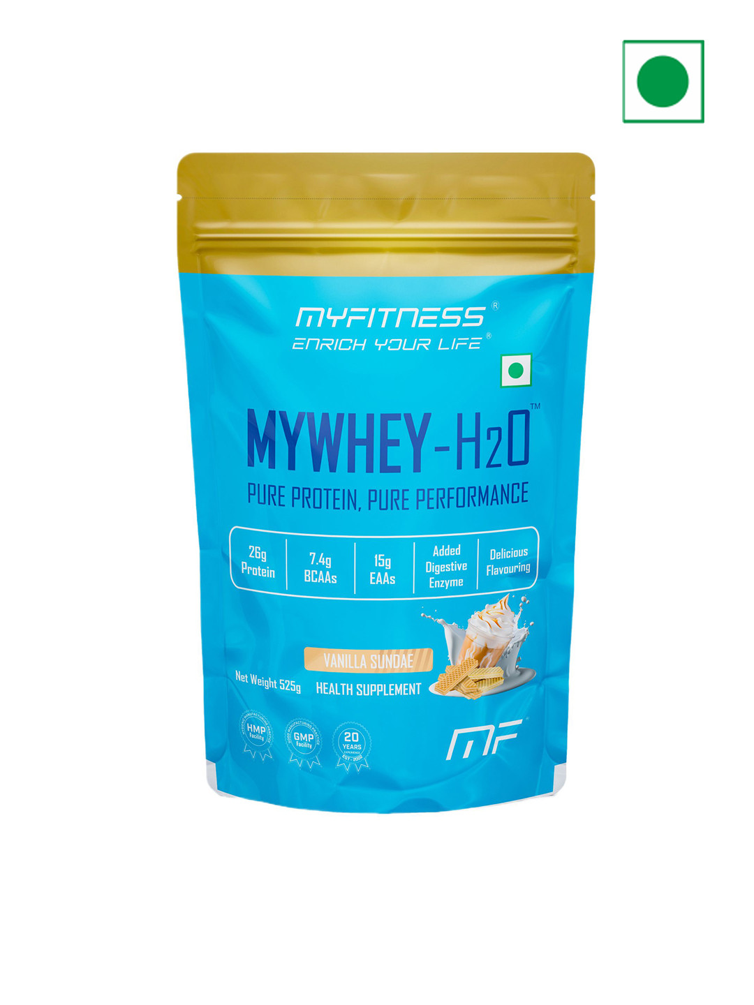 Mywhey H2O Whey Protein Powder Vanilla Sundae 525g - 15 Servings