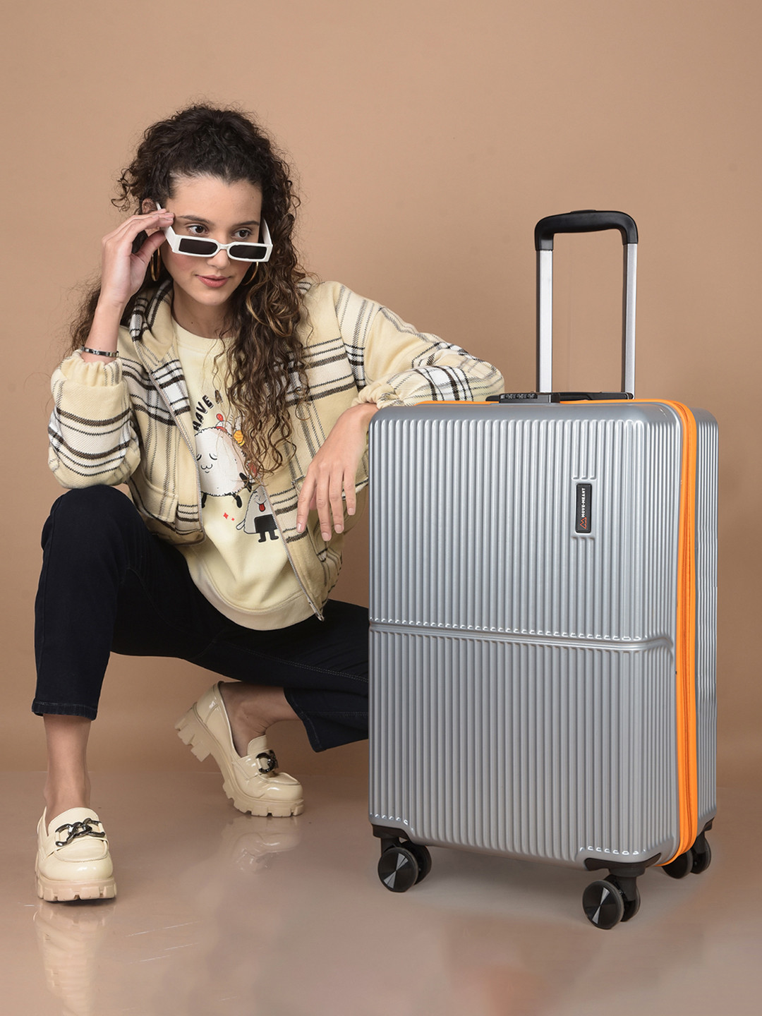 MOVE-MEANT Glide Hard-Sided Compression Straps Cabin Trolley Bag