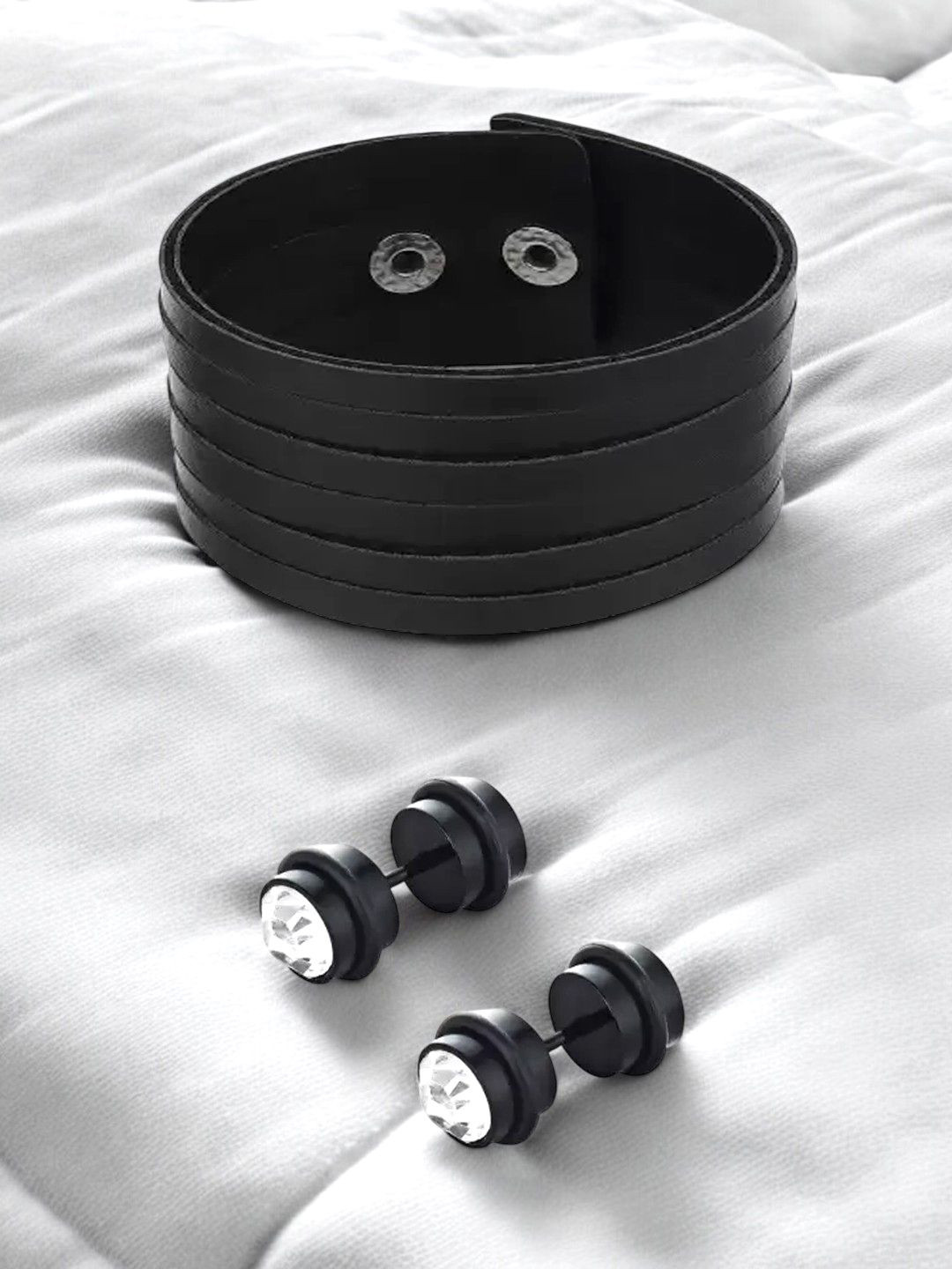 The Roadster Lifestyle Co. Men Set Of 2 Leather Wraparound Bracelet With Studs