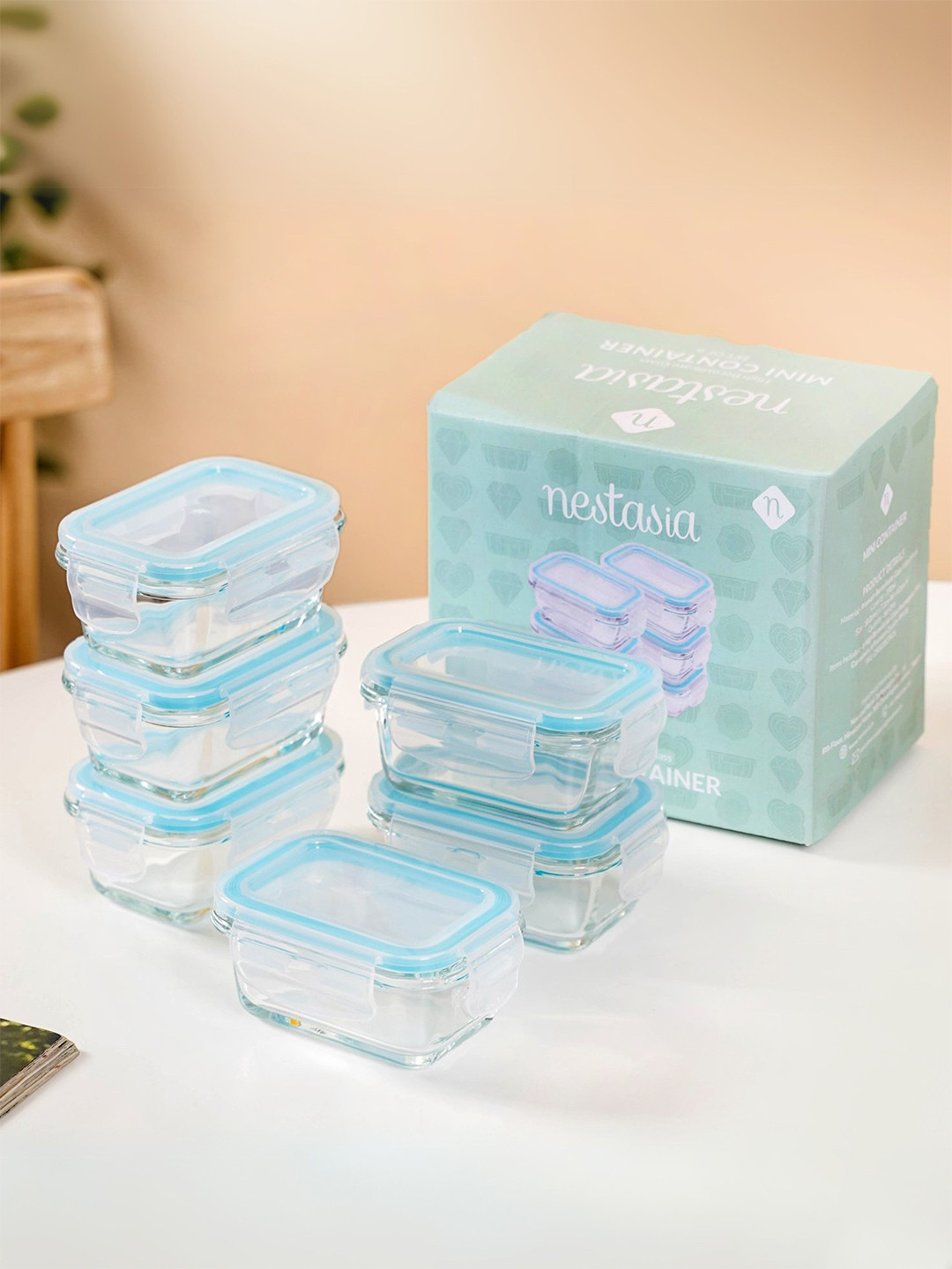 Nestasia 6 Pcs Airtight Small Containers With Clip Locks 180ml each