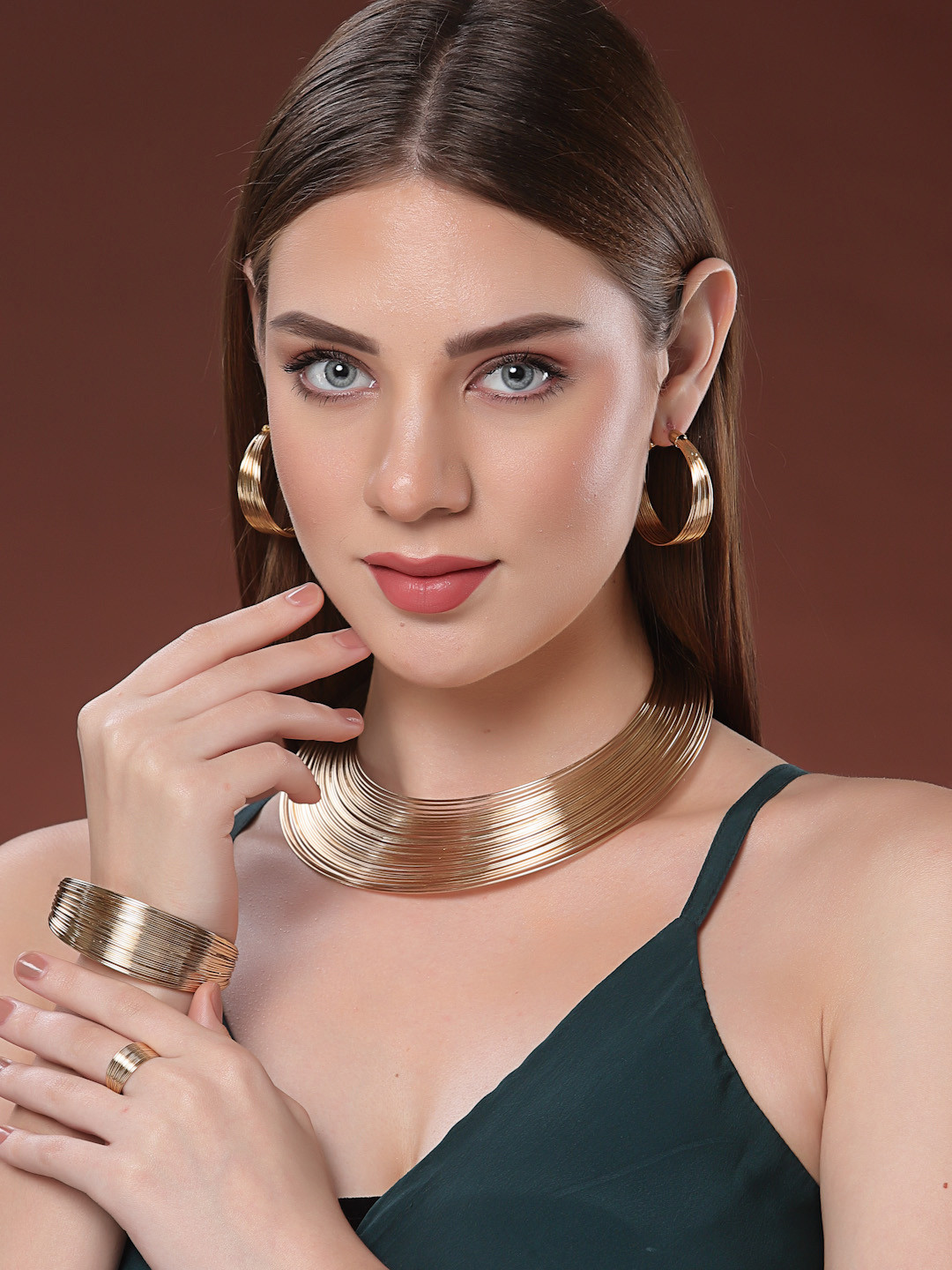 PANASH 18 KT Gold-Plated Stainless Steel Tarnish-Free Waterproof Jewellery Set