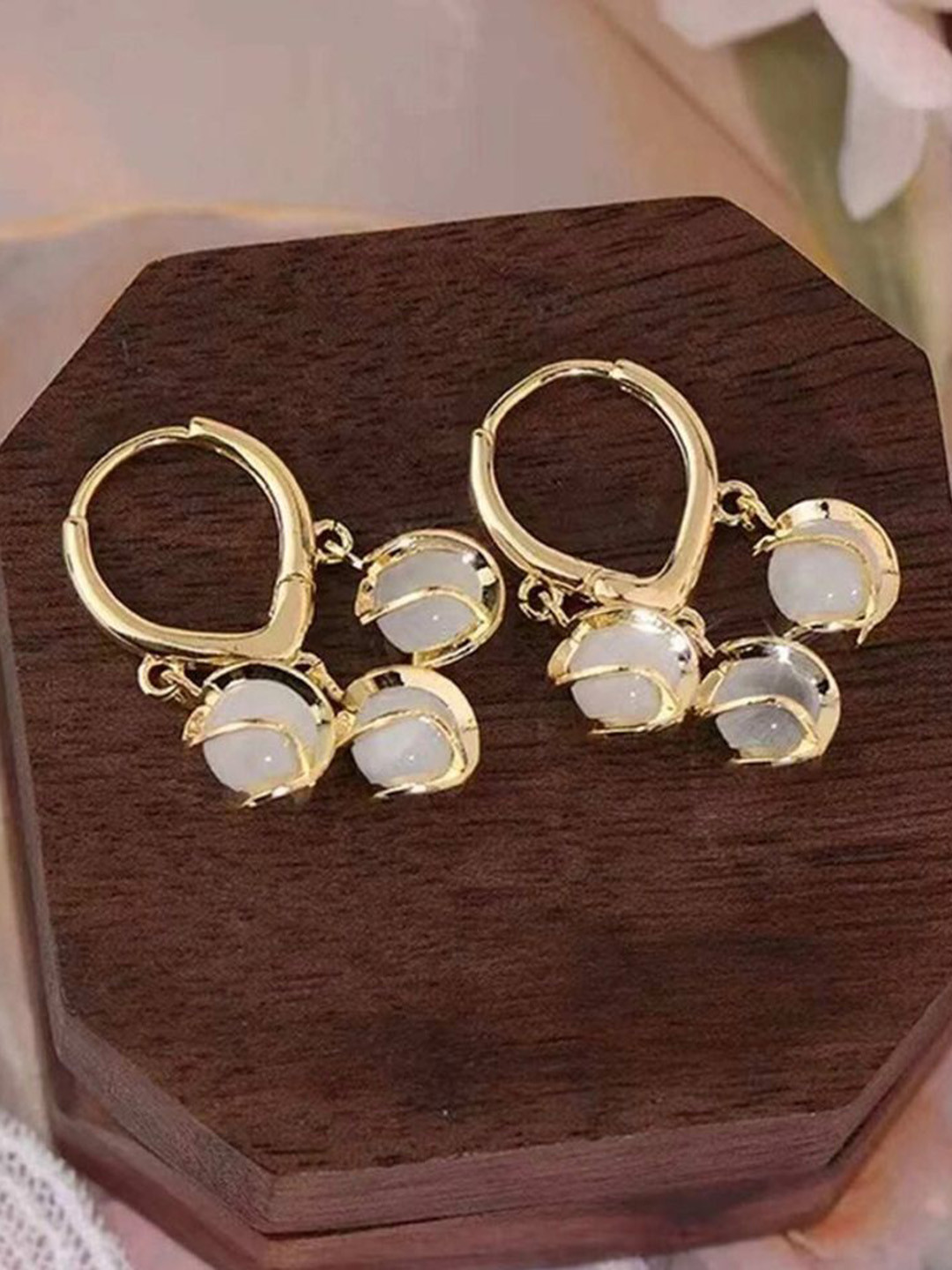 Celestique Gold Plated Eyebell Drop Earrings