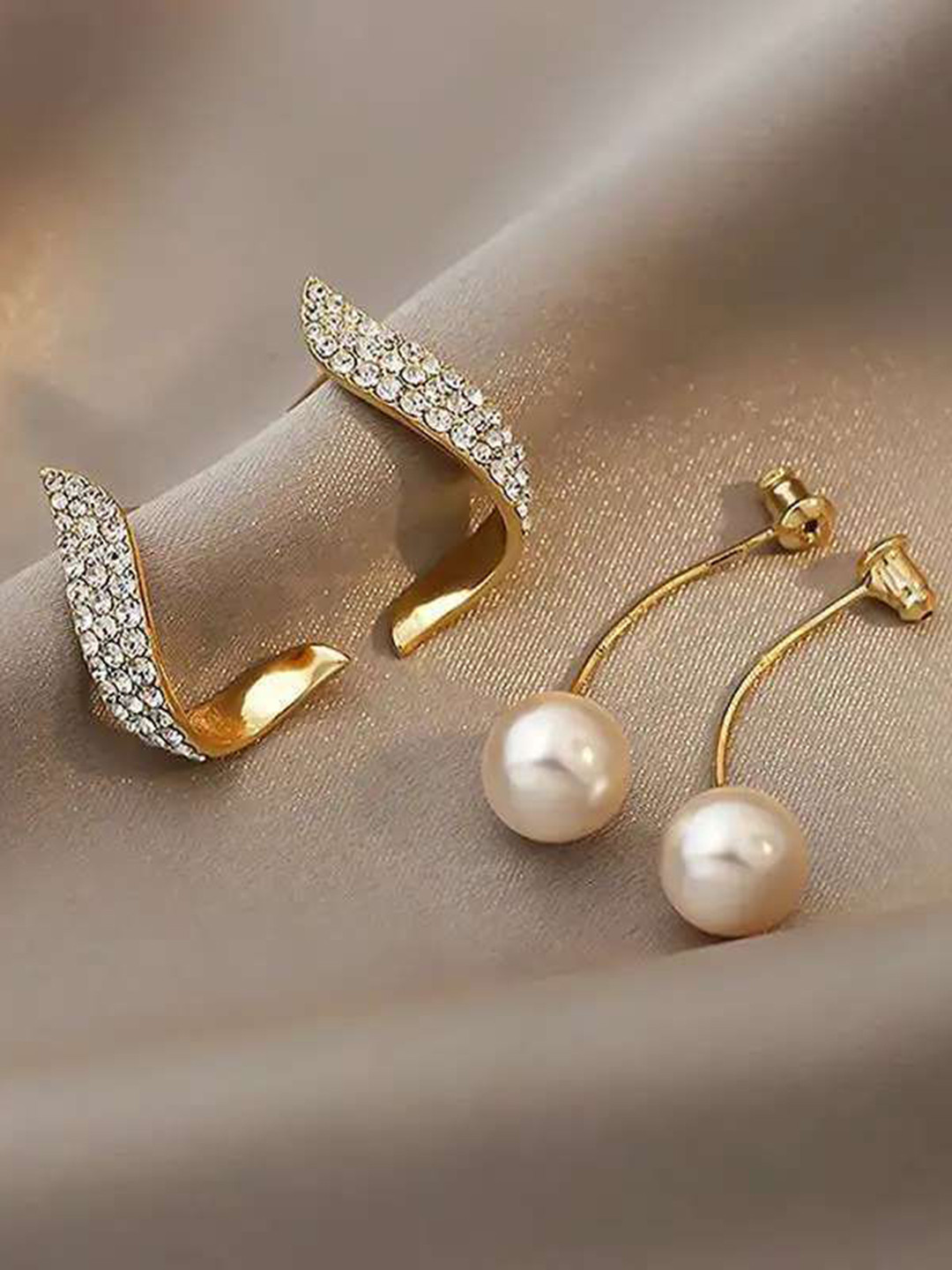 Celestique Stone Studded Contemporary Drop Earrings
