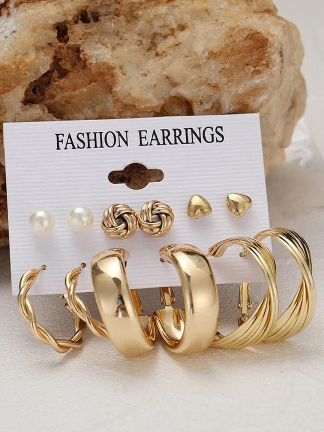 Celestique Set Of 6 Gold-Plated Contemporary Hoop Earrings