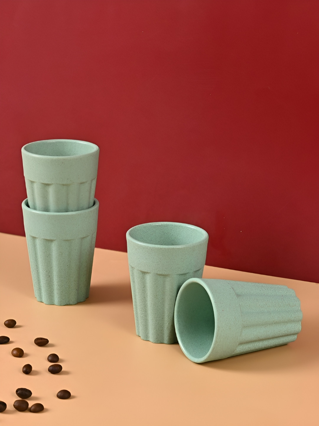 eha Green Textured Biocomposite Handmade 4 Piece Kulladhs-100ml