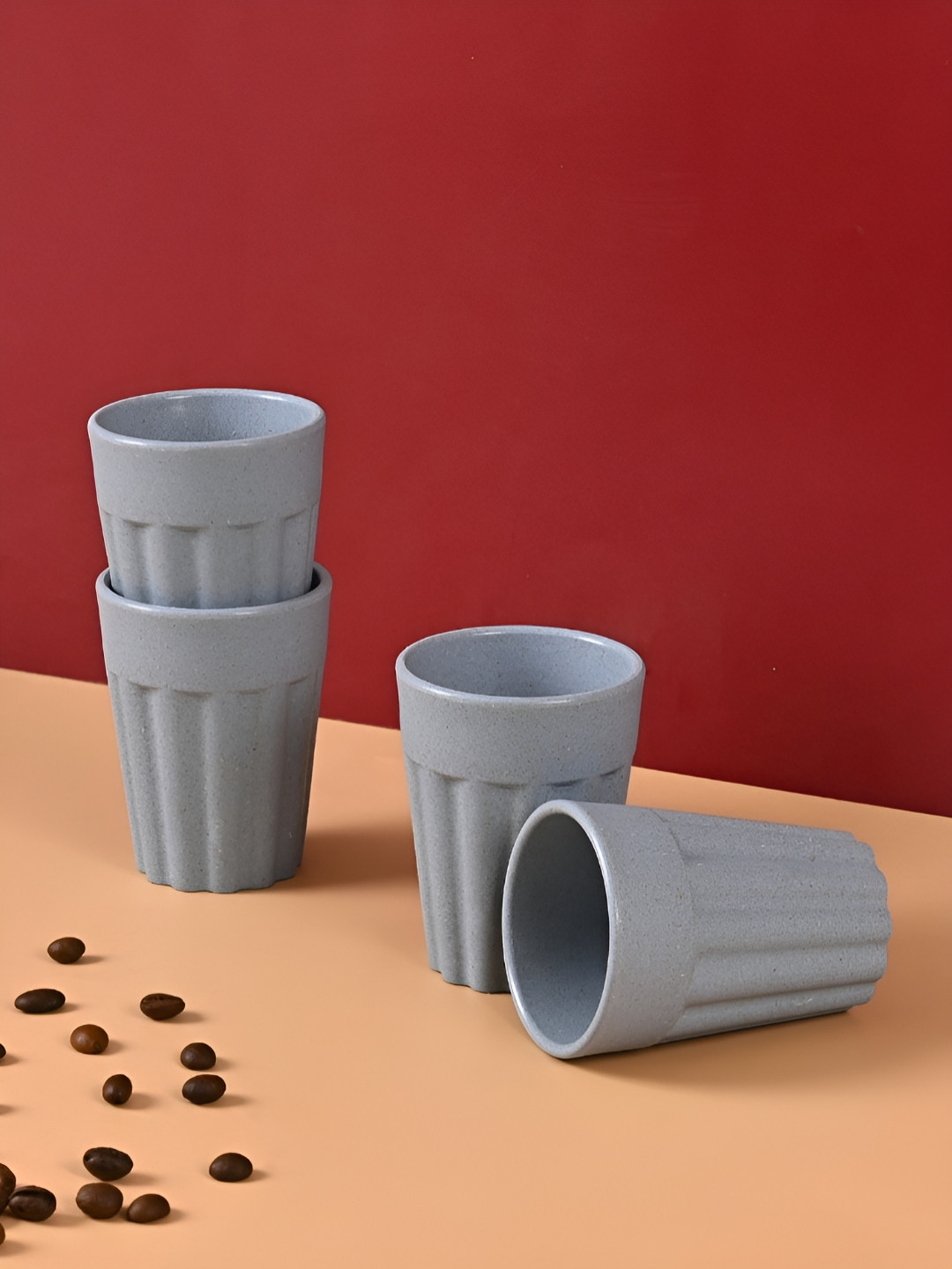 eha Sobe Decor Majestic Blue Textured Biocomposite Handmade 4 Piece Kulladhs-100ml