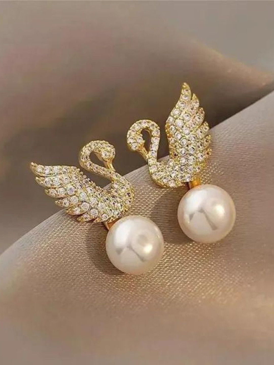 Celestique Stone Studded Swan Studs