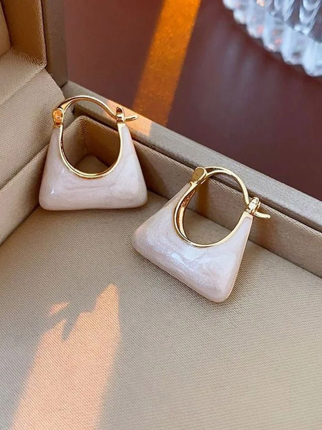 Celestique Handbag Shape Hoop Earrings