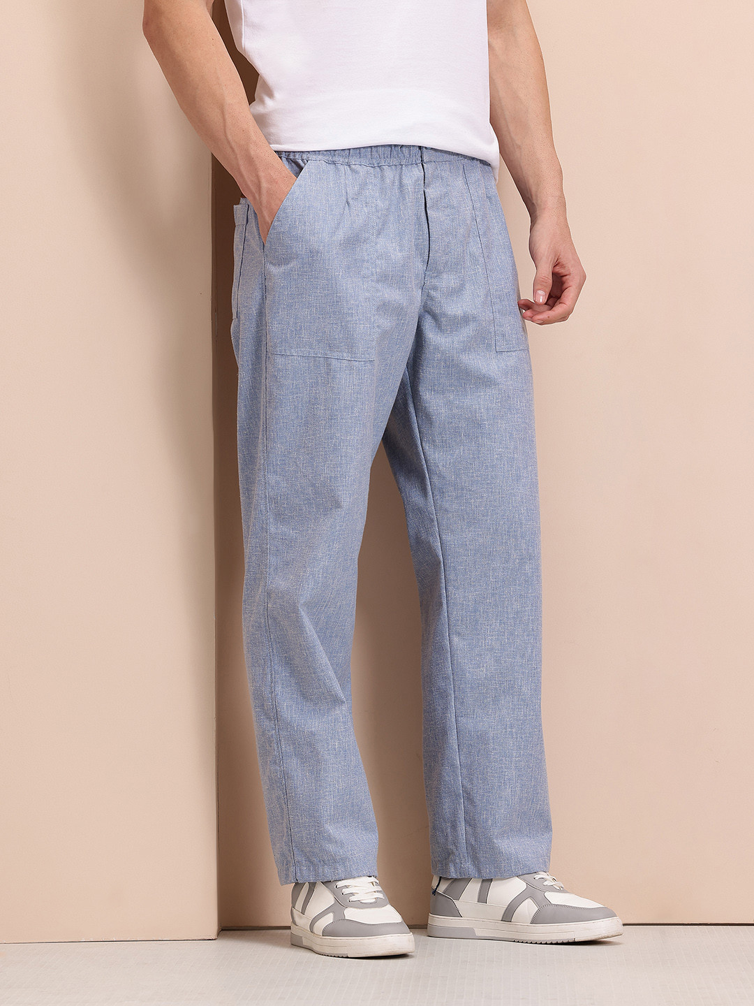 Mast & Harbour Men Comfort Waist Regular Fit Trousers