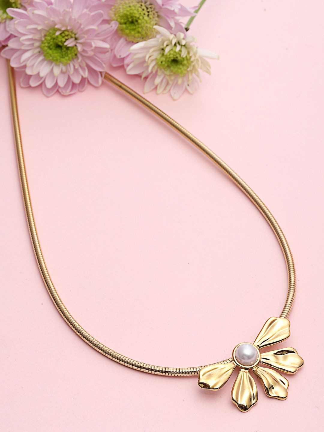 VOGUE PANASH 18KT Gold Plated Floral Shaped Tarnish-Free Waterproof Necklace
